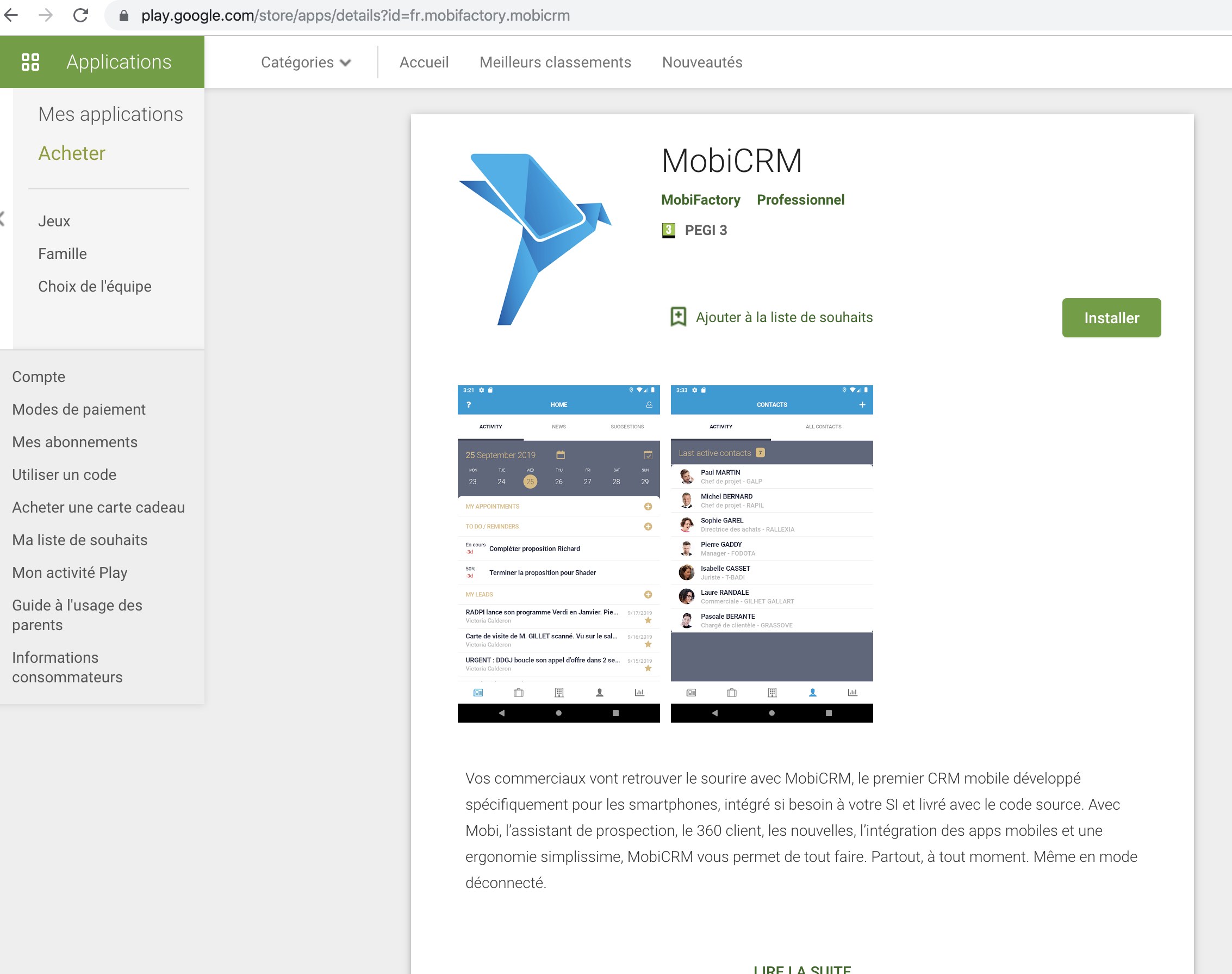 Télécharger MobiCRM dans le Google Play Store