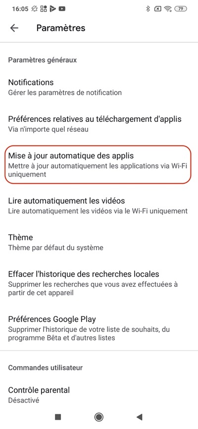 Configuration de la mise à jour automatique Android 3