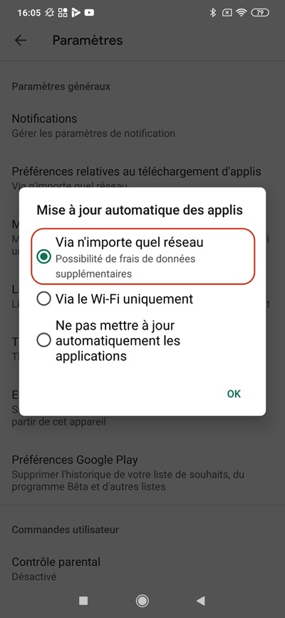 Configuration de la mise à jour automatique Android 4